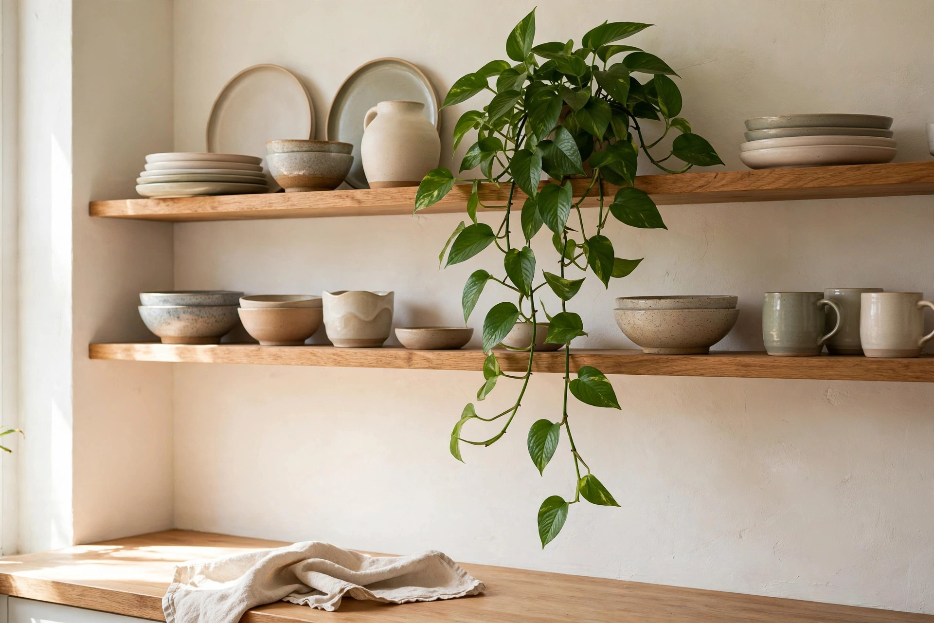 Add One Trailing Plant Per Shelf