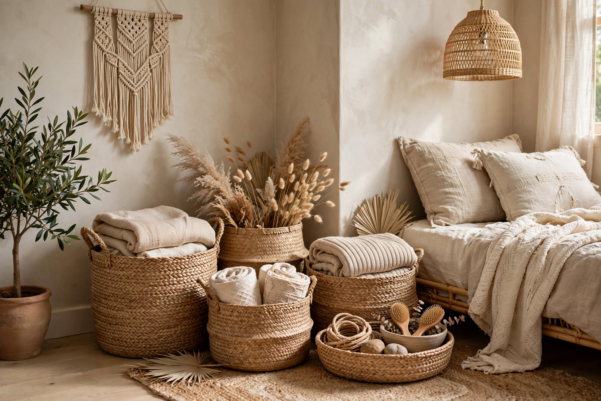 Corral Clutter in Woven Baskets