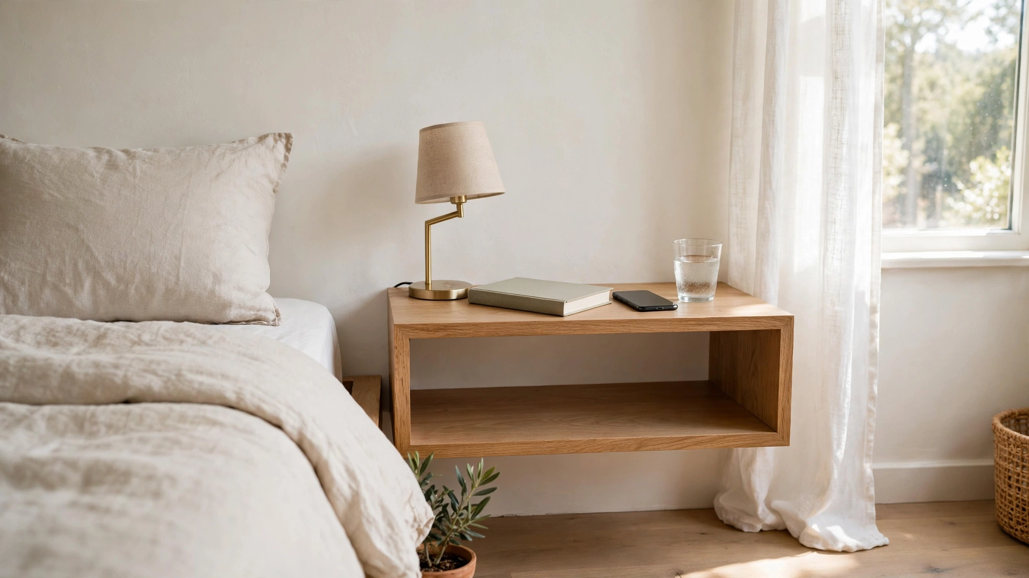 Swap Your Nightstand for a Floating Shelf